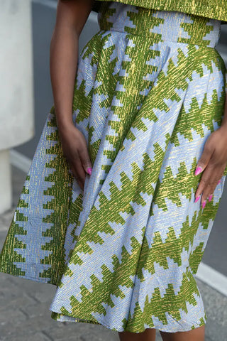 Oyin Green And Gold Midi Dress