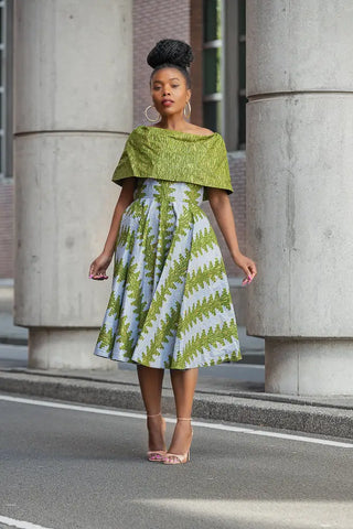 Oyin Green And Gold Midi Dress