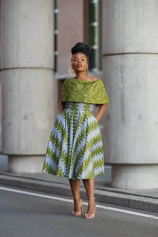 Oyin Green And Gold Midi Dress