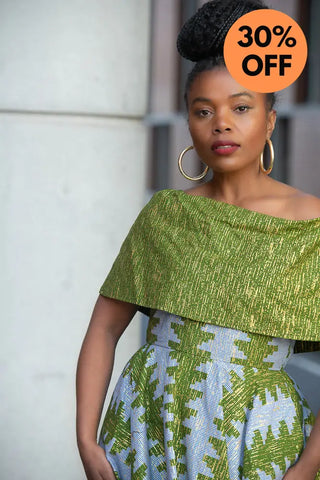 Oyin Green And Gold Midi Dress