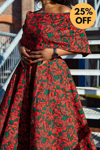 Pre Order Oyin Midi African Print Cape Dress Dresses