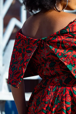 Pre Order Oyin Midi African Print Cape Dress Dresses