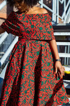 Pre Order Oyin Midi African Print Cape Dress Dresses