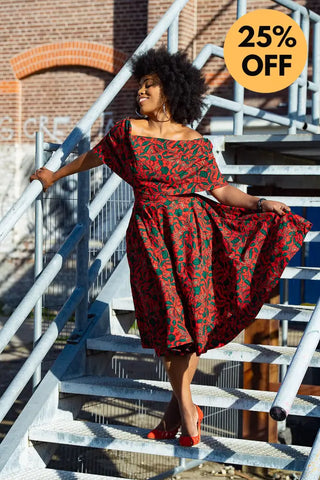 Pre Order Oyin Midi African Print Cape Dress Dresses