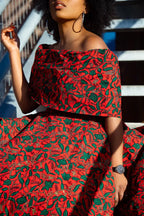 Pre Order Oyin Midi African Print Cape Dress Dresses