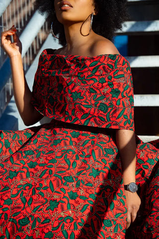 Pre Order Oyin Midi African Print Cape Dress Dresses