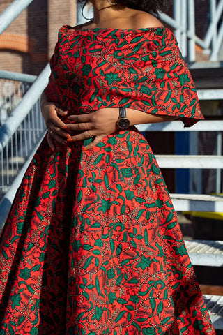 Pre Order Oyin Midi African Print Cape Dress Dresses