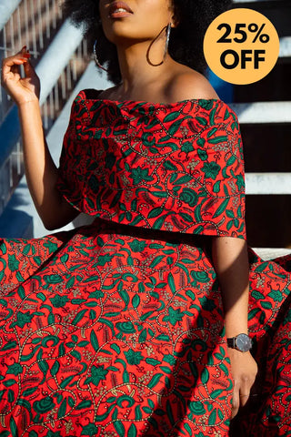 Pre Order Oyin Midi African Print Cape Dress Dresses