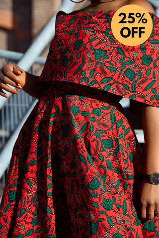 Pre Order Oyin Midi African Print Cape Dress Dresses