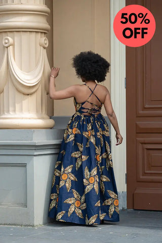 Palesa Navy Blue And Brown Dress Dresses