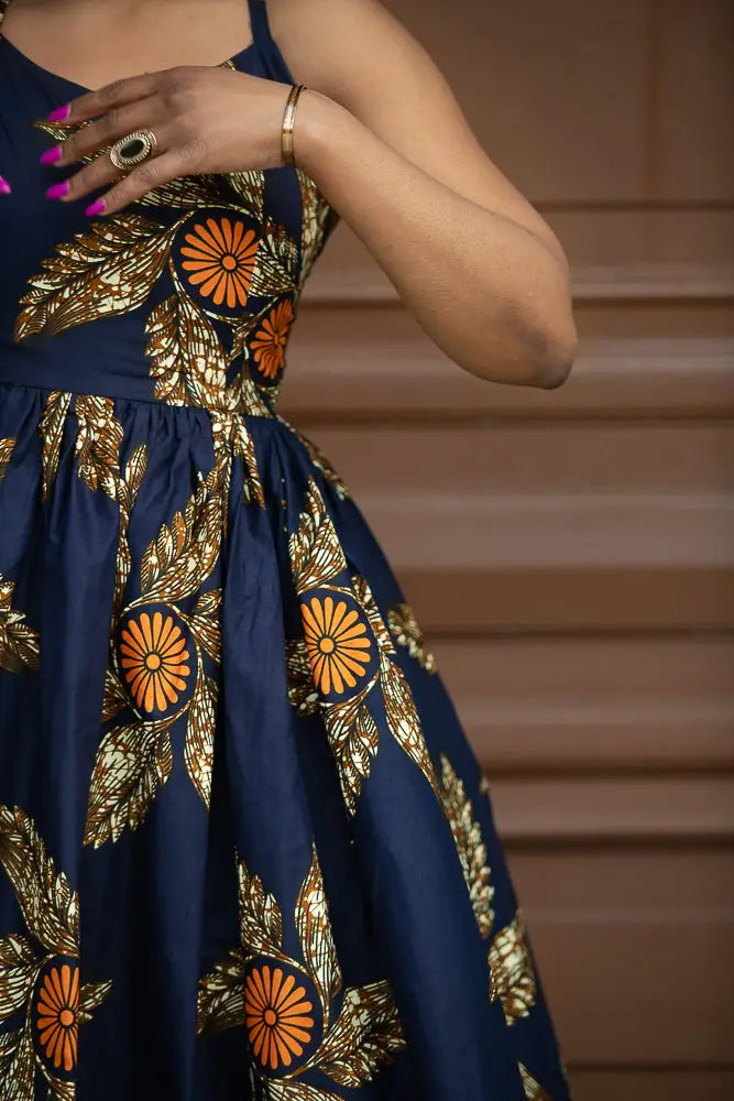 Palesa Navy Blue and Brown Dress Palesa Navy Blue and Brown Dress