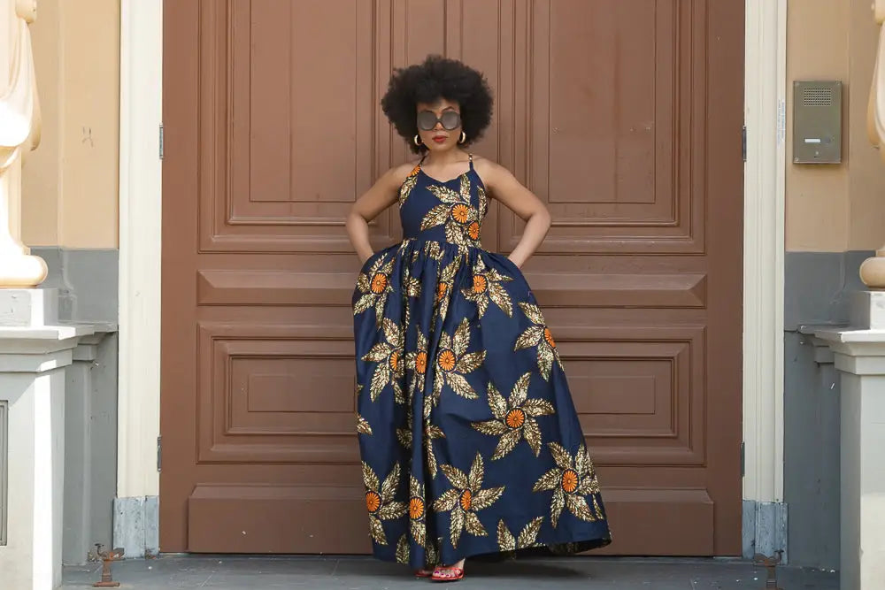 Palesa Navy Blue and Brown Dress Palesa Navy Blue and Brown Dress