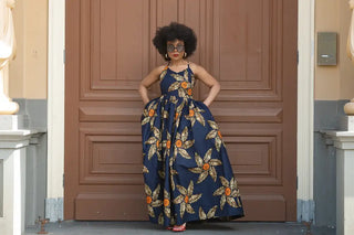 Palesa Navy Blue And Brown Dress Dresses