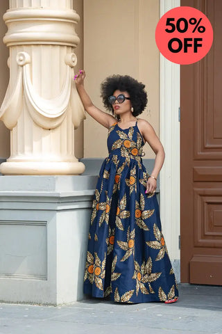 Palesa Navy Blue And Brown Dress Dresses
