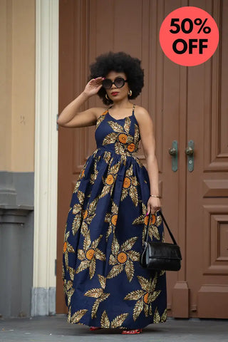 Palesa Navy Blue And Brown Dress Dresses