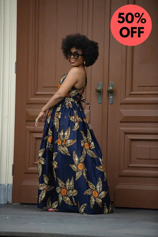 Palesa Navy Blue And Brown Dress Dresses