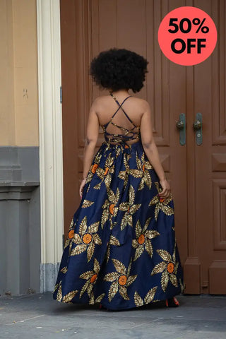 Palesa Navy Blue And Brown Dress Dresses