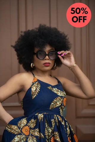 Palesa Navy Blue And Brown Dress Dresses