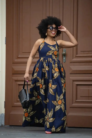 Palesa Navy Blue And Brown Dress Dresses