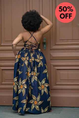 Palesa Navy Blue And Brown Dress Dresses