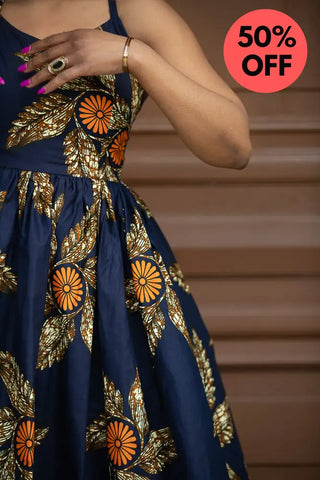 Palesa Navy Blue And Brown Dress Dresses