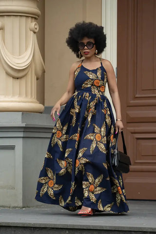 Palesa Navy Blue And Brown Dress Dresses