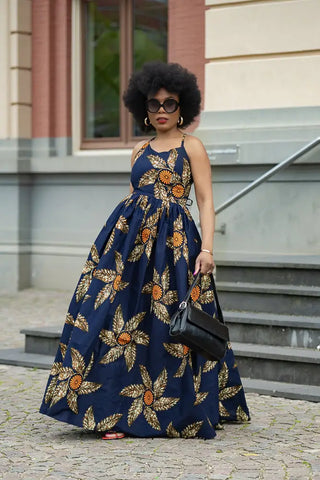 Palesa Navy Blue And Brown Dress Dresses