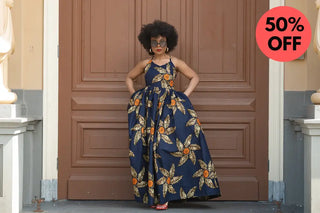 Palesa Navy Blue And Brown Dress Dresses