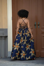 Palesa Navy Blue And Brown Dress Dresses