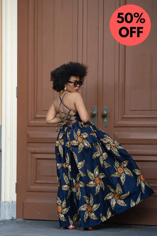 Palesa Navy Blue And Brown Dress Dresses