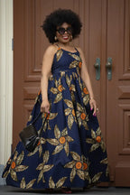Palesa Navy Blue And Brown Dress Dresses
