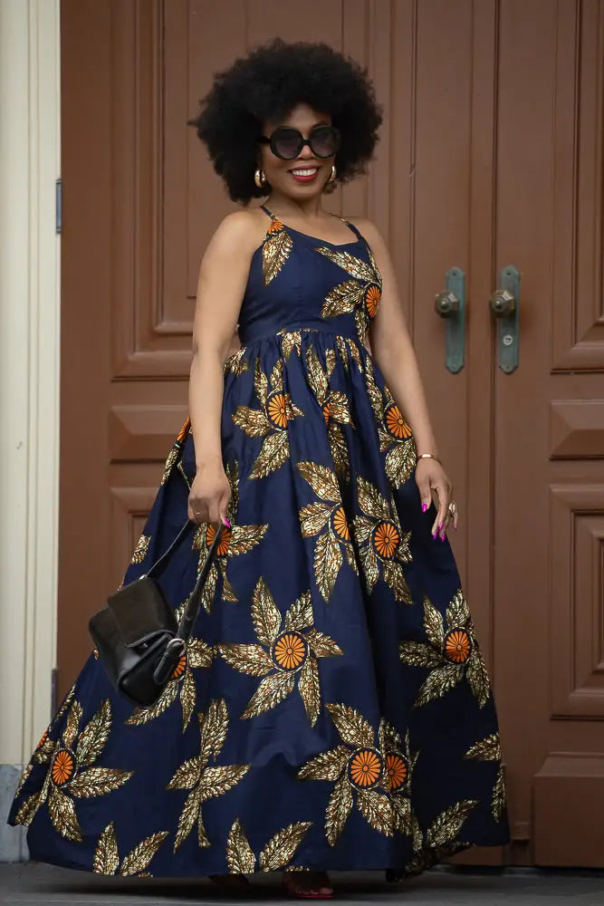 Palesa Navy Blue And Brown Dress Dresses