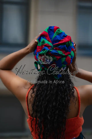PEJU GREEN AND BLUE TRUBAN HEADWRAPS