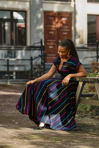 PEJU NAVY BLUE WITH STRIPES DRESS Women’s Dress