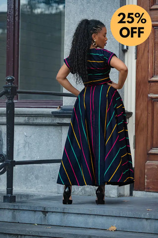 PEJU NAVY BLUE WITH STRIPES DRESS Women’s Dress