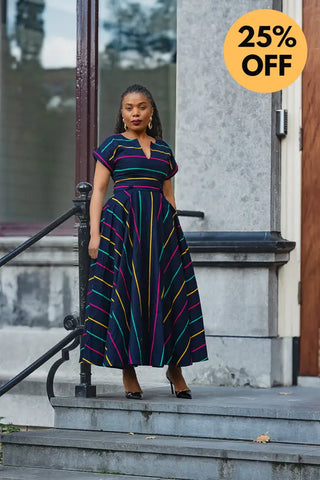 PEJU NAVY BLUE WITH STRIPES DRESS Women’s Dress