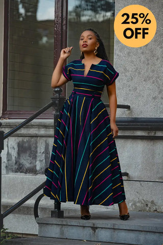 PEJU NAVY BLUE WITH STRIPES DRESS Women’s Dress