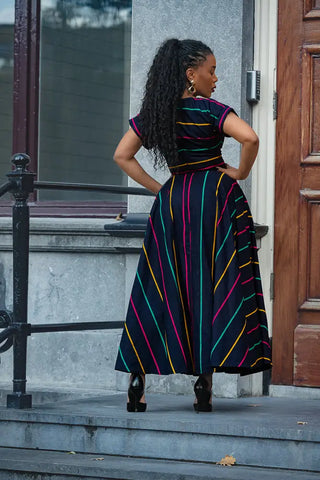 PEJU NAVY BLUE WITH STRIPES DRESS Women’s Dress