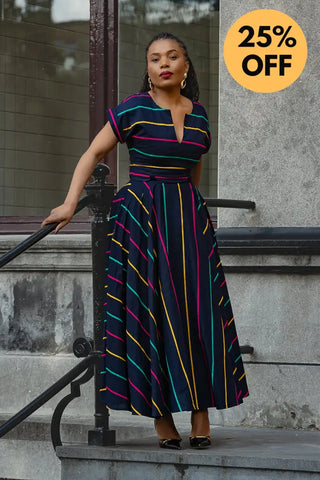 PEJU NAVY BLUE WITH STRIPES DRESS Women’s Dress