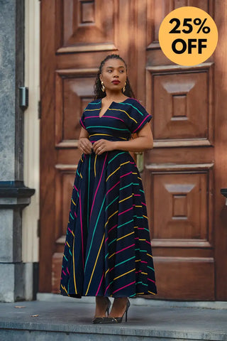 PEJU NAVY BLUE WITH STRIPES DRESS Women’s Dress