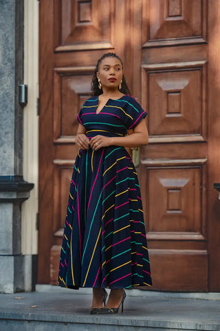 PEJU NAVY BLUE WITH STRIPES DRESS Women’s Dress