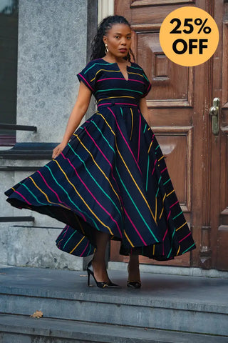 PEJU NAVY BLUE WITH STRIPES DRESS Women’s Dress