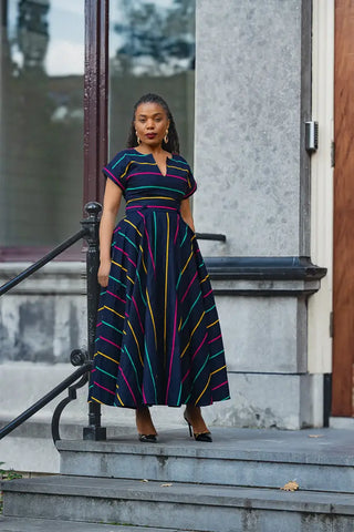 PEJU NAVY BLUE WITH STRIPES DRESS Women’s Dress