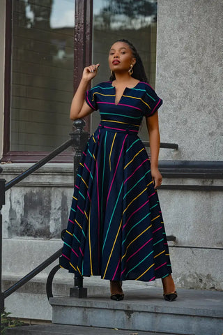 PEJU NAVY BLUE WITH STRIPES DRESS Women’s Dress