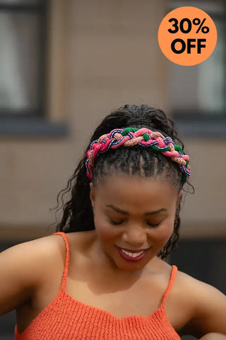 PEJU PINK BRAIDED HEADBAND HEADBANDS