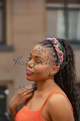 PEJU PINK BRAIDED HEADBAND HEADBANDS