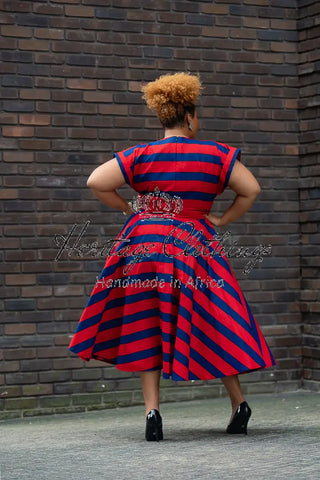 PRE-ORDER PEJU RED AND BLUE DRESS