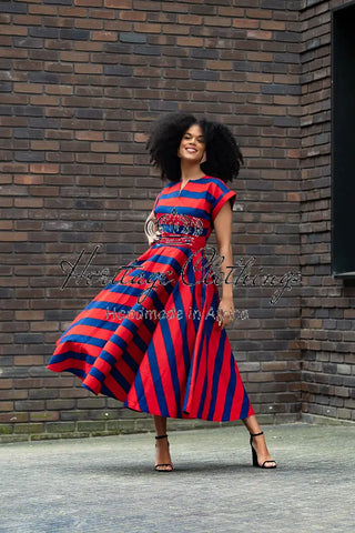 PRE-ORDER PEJU RED AND BLUE DRESS