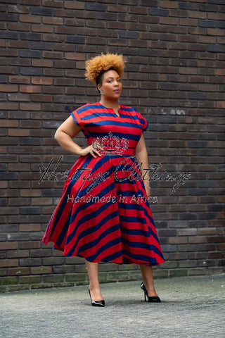 PRE-ORDER PEJU RED AND BLUE DRESS