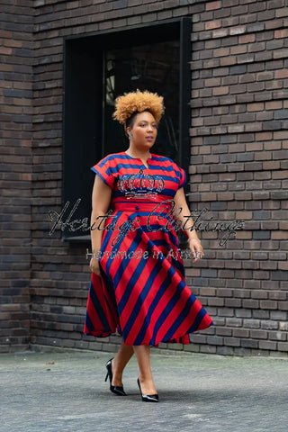 PRE-ORDER PEJU RED AND BLUE DRESS